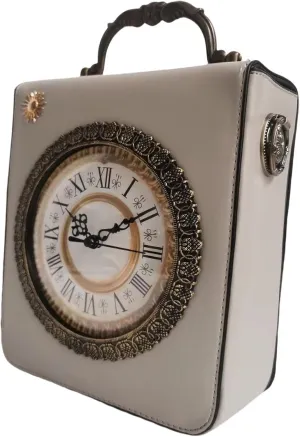 Women Classic Retro Clock Shaped Crossbody Shoulder Bag Handbag PVC Unique Novelty Clock Purse
