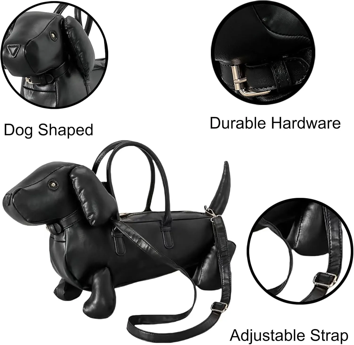 Women Dog Shaped Crossbody Shoulder Bag Handbag PU Leather Unique Novelty Dog Shaped Purse