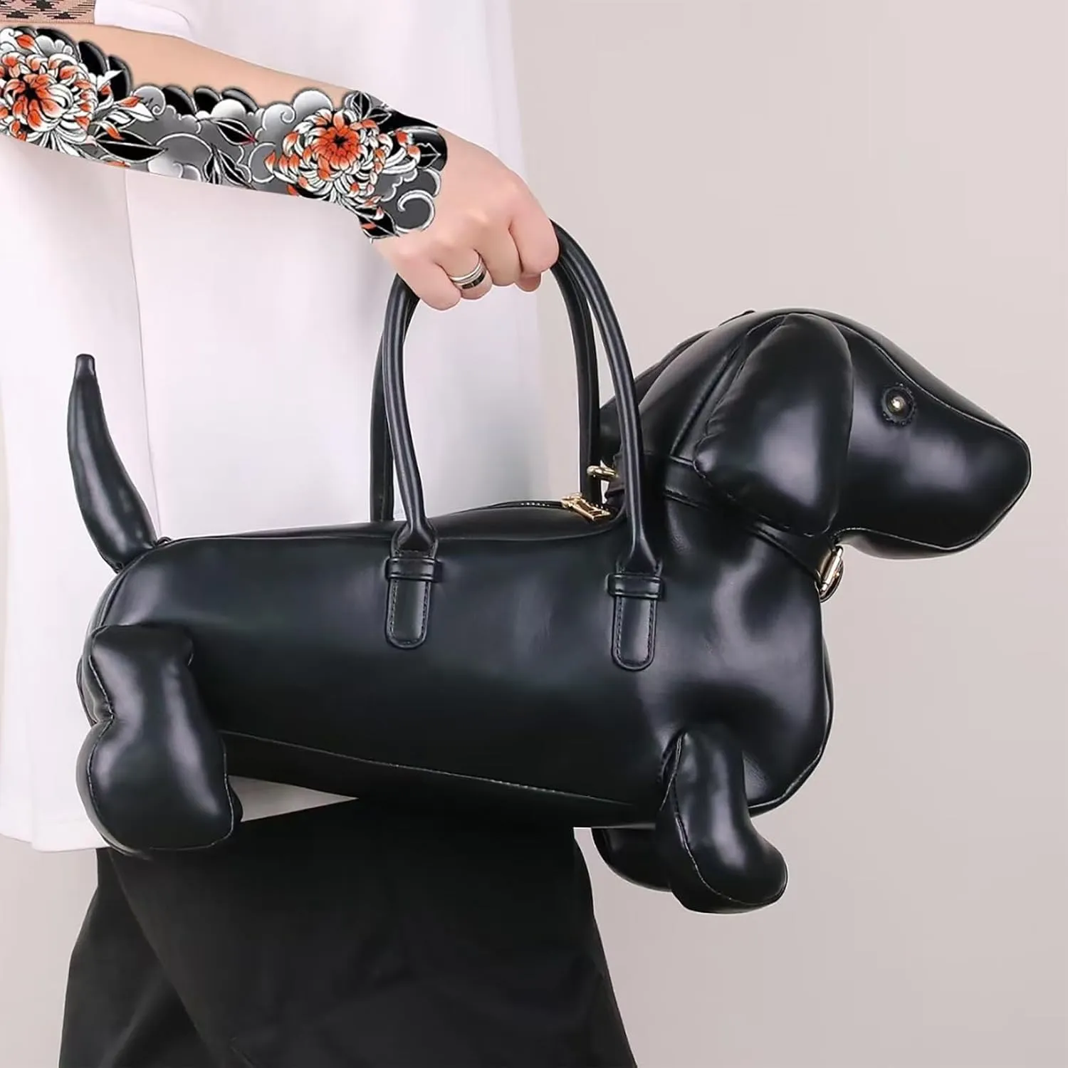 Women Dog Shaped Crossbody Shoulder Bag Handbag PU Leather Unique Novelty Dog Shaped Purse