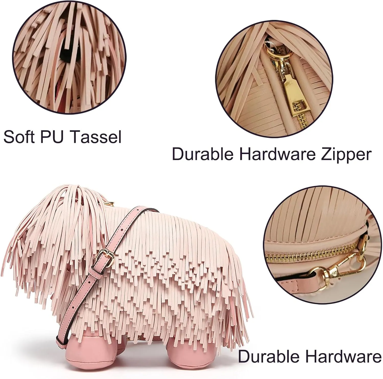 Women Dog Shaped Crossbody Shoulder Bag Handbag PU Leather Unique Novelty Dog Shaped Purse