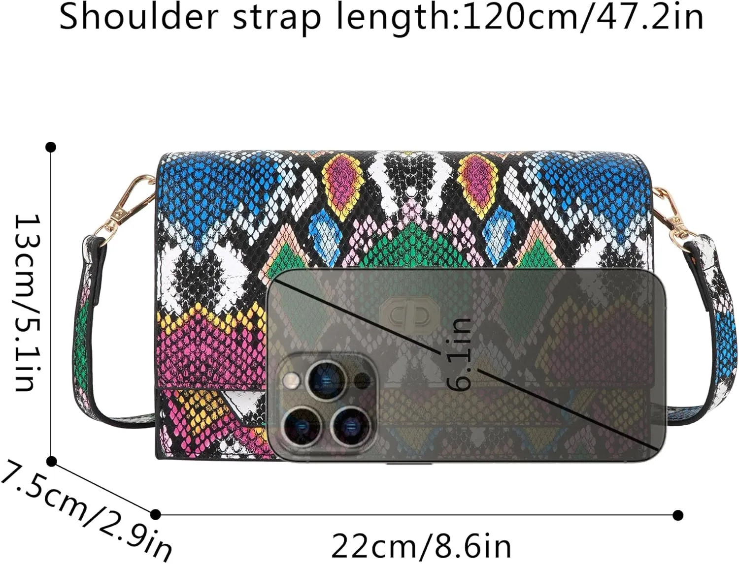 Women Fashion Snakeskin Pattern Clutch Handbag Envelope Bag Chain Shoulder Bag Evening Party Bag