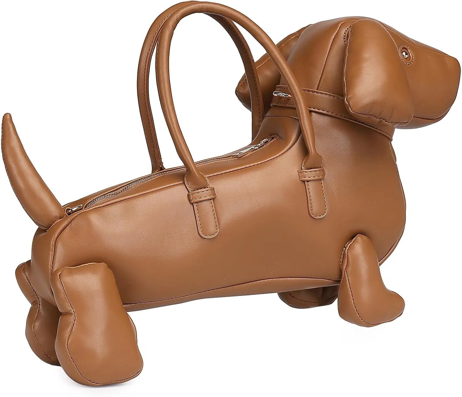 Women Fun Dog Shaped Crossbody Shoulder Bag Handbag PU Leather Unique Novelty Dog Shaped Purse