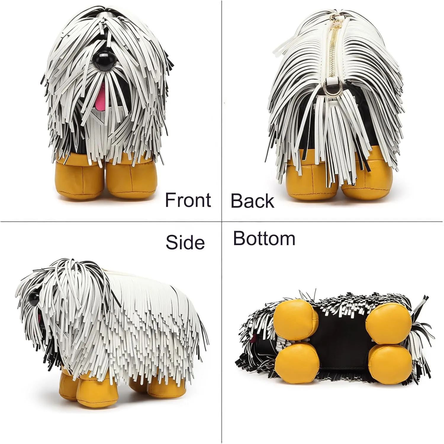 Women Fun Dog Shaped Crossbody Shoulder Bag Handbag PU Leather Unique Novelty Dog Shaped Purse