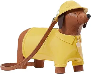 Women Fun Dog Shaped Crossbody Shoulder Bag Handbag PU Leather Unique Novelty Dog Shaped Purse
