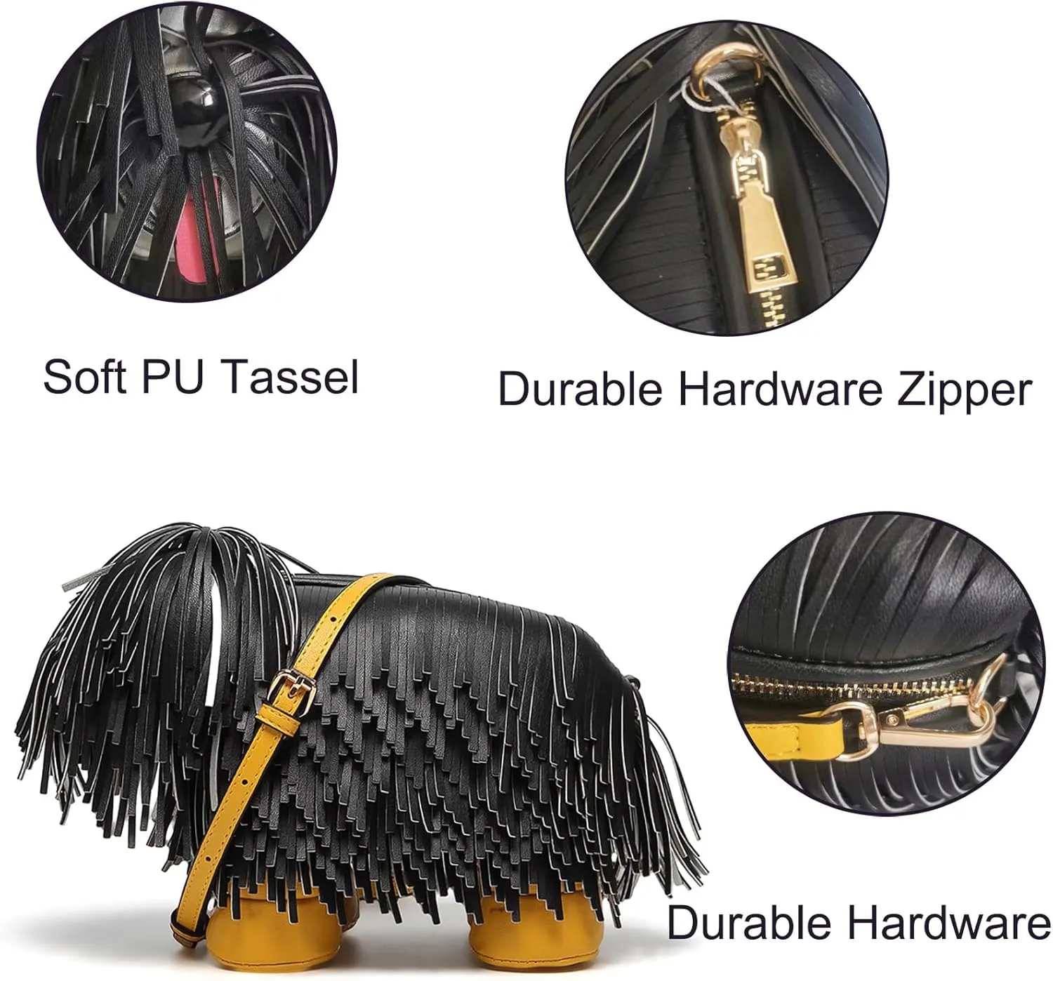 Women Fun Dog Shaped Crossbody Shoulder Bag Handbag PU Leather Unique Novelty Dog Shaped Purse