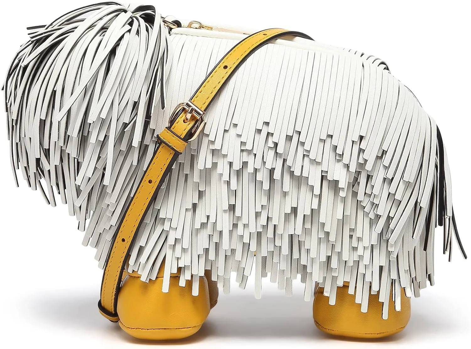 Women Fun Dog Shaped Crossbody Shoulder Bag Handbag PU Leather Unique Novelty Dog Shaped Purse