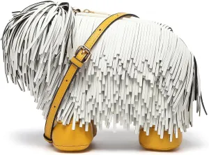Women Fun Dog Shaped Crossbody Shoulder Bag Handbag PU Leather Unique Novelty Dog Shaped Purse