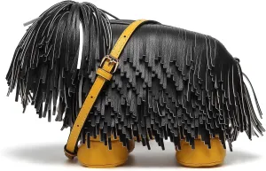 Women Fun Dog Shaped Crossbody Shoulder Bag Handbag PU Leather Unique Novelty Dog Shaped Purse