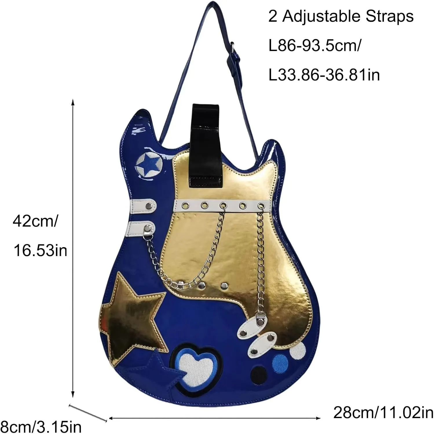 Women Guitar Shaped Backpack Unique Crossbody Shoulder Bag PU Leather Novelty Guitar Purse
