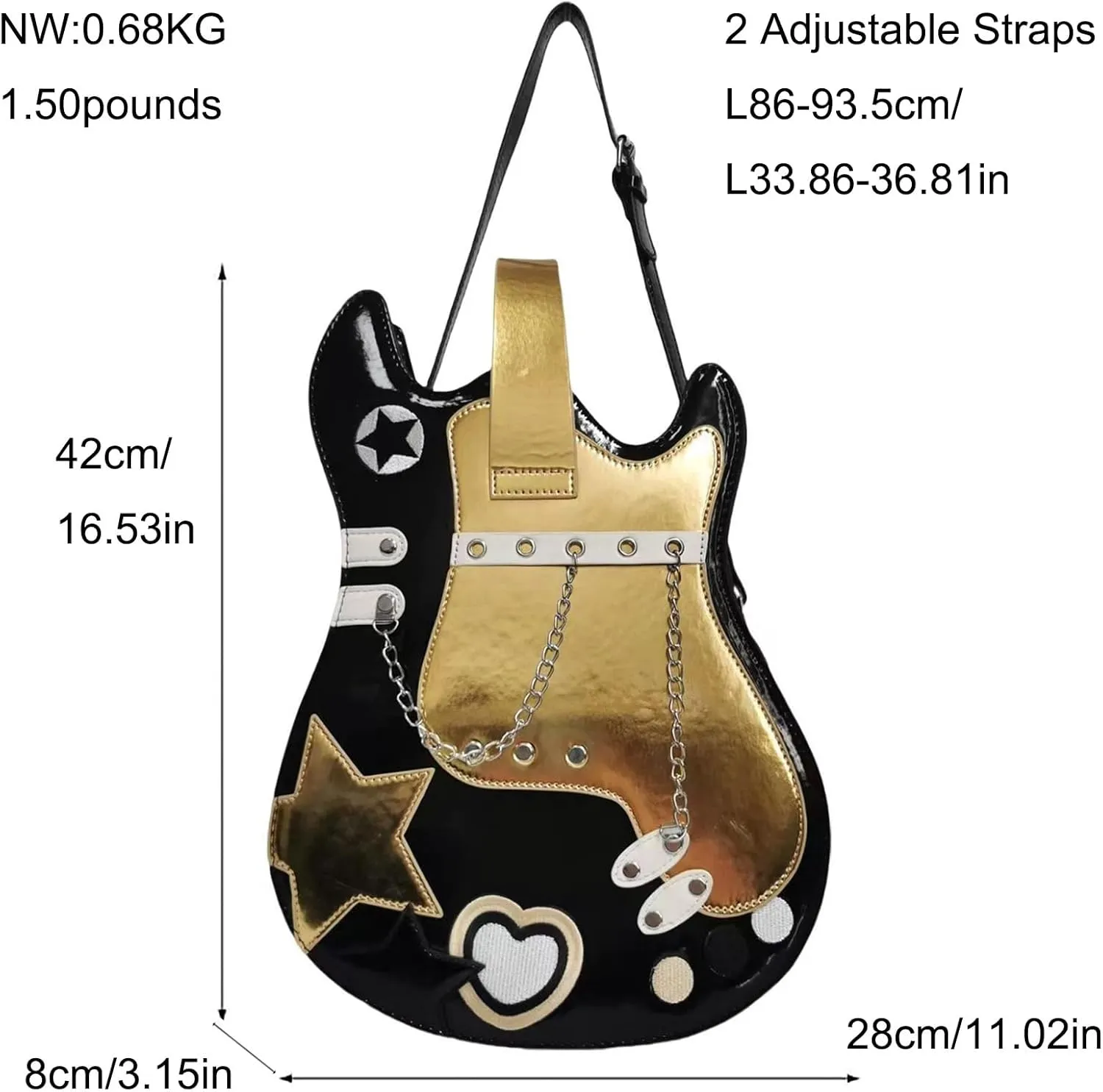 Women Guitar Shaped Backpack Unique Crossbody Shoulder Bag PU Leather Novelty Guitar Purse