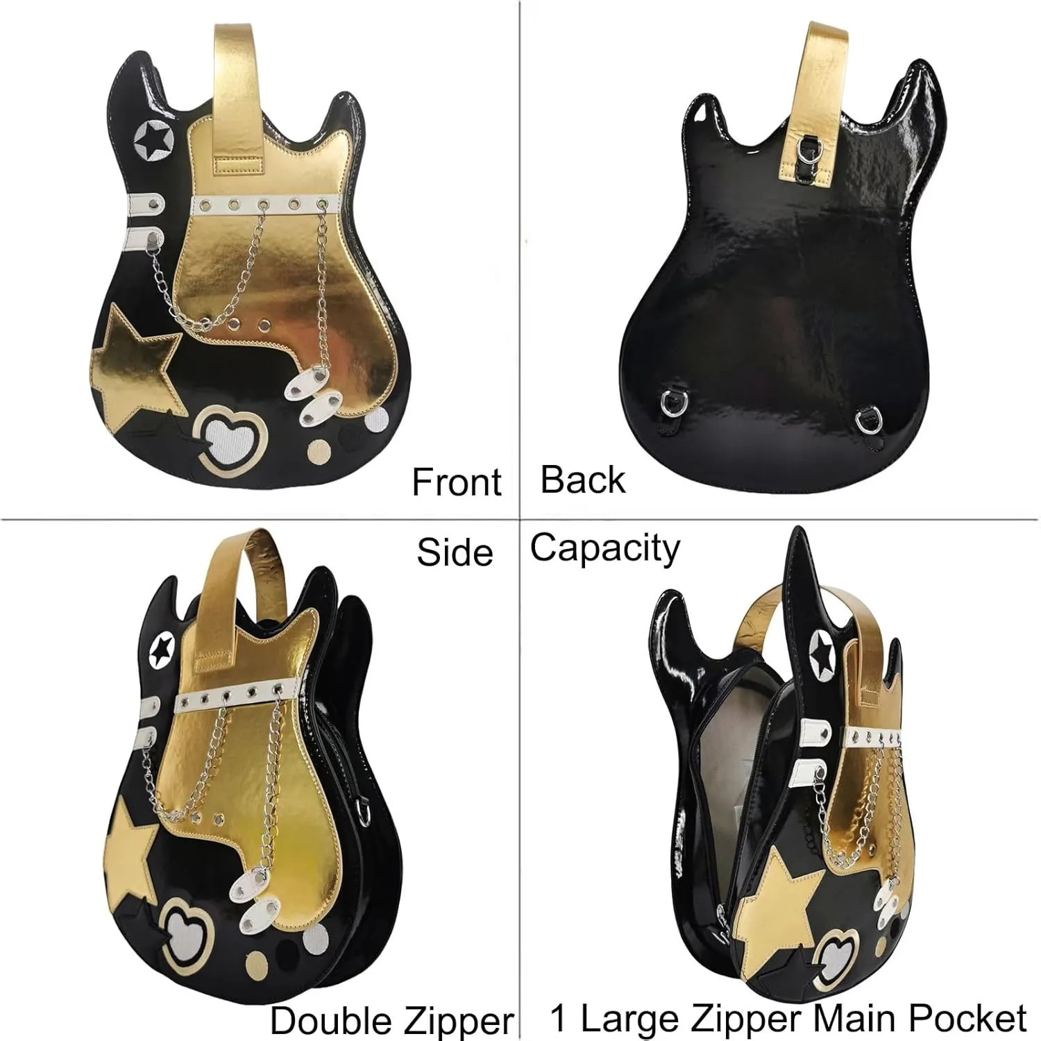 Women Guitar Shaped Backpack Unique Crossbody Shoulder Bag PU Leather Novelty Guitar Purse