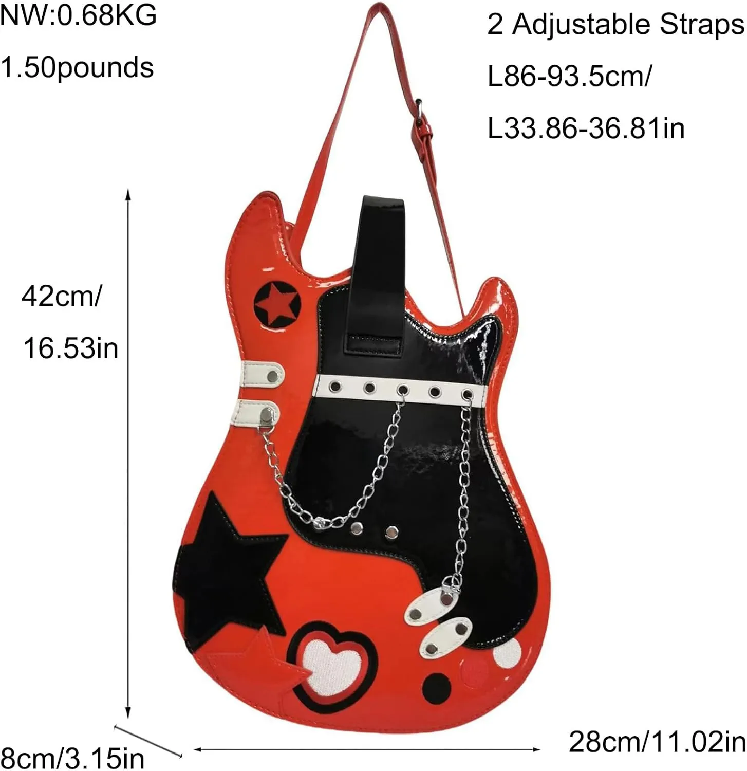Women Guitar Shaped Backpack Unique Crossbody Shoulder Bag PU Leather Novelty Guitar Purse
