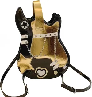 Women Guitar Shaped Backpack Unique Crossbody Shoulder Bag PU Leather Novelty Guitar Purse
