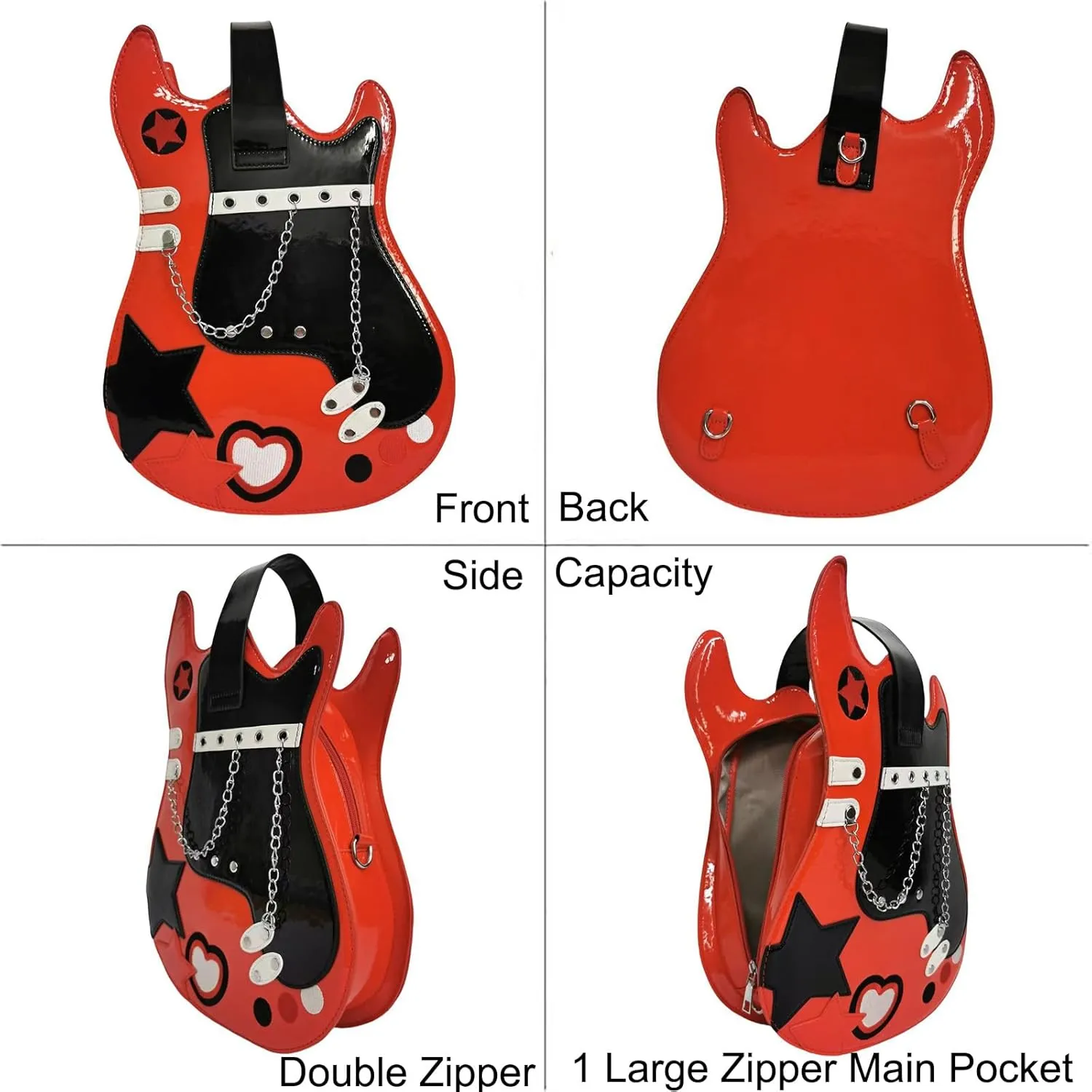 Women Guitar Shaped Backpack Unique Crossbody Shoulder Bag PU Leather Novelty Guitar Purse
