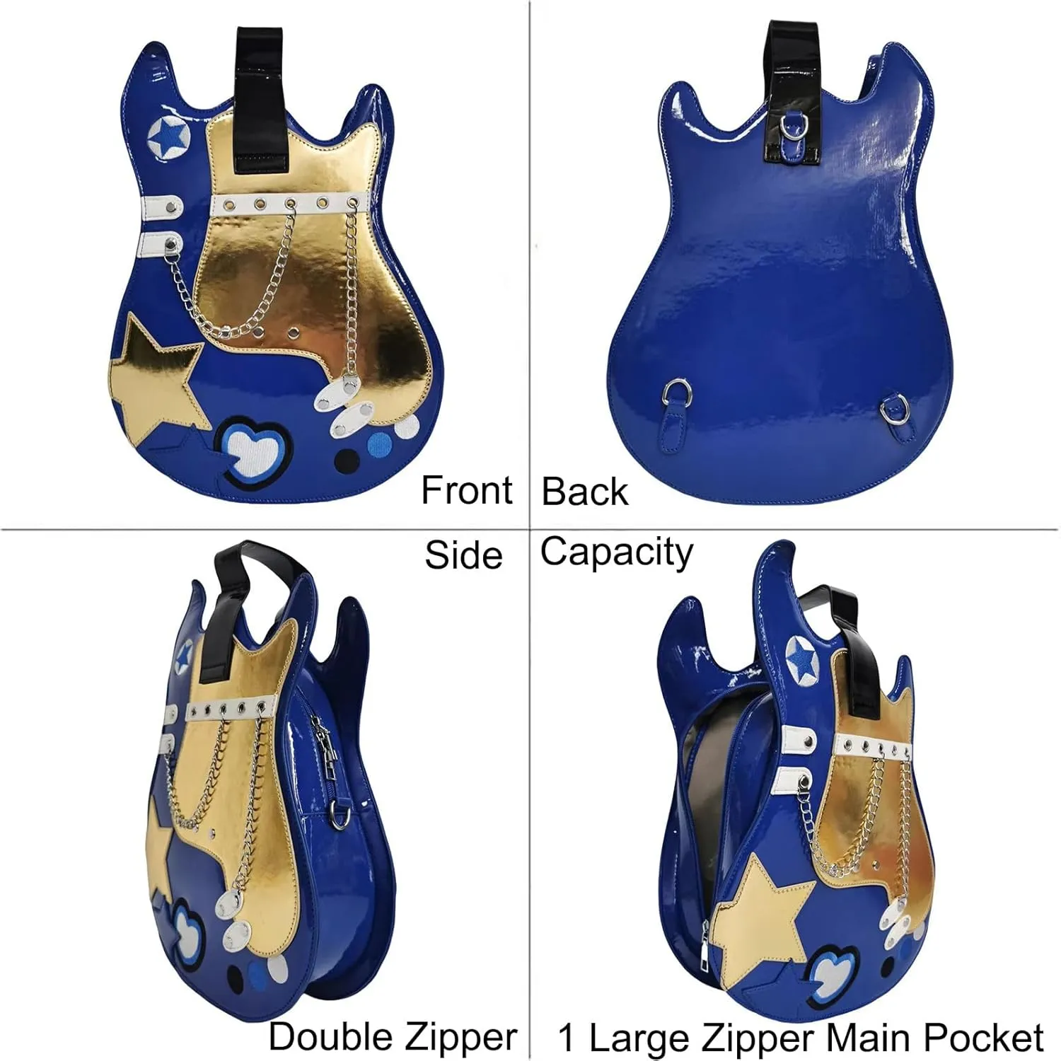 Women Guitar Shaped Backpack Unique Crossbody Shoulder Bag PU Leather Novelty Guitar Purse