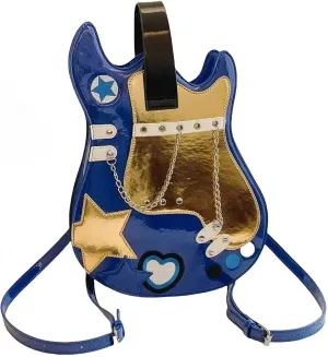 Women Guitar Shaped Backpack Unique Crossbody Shoulder Bag PU Leather Novelty Guitar Purse