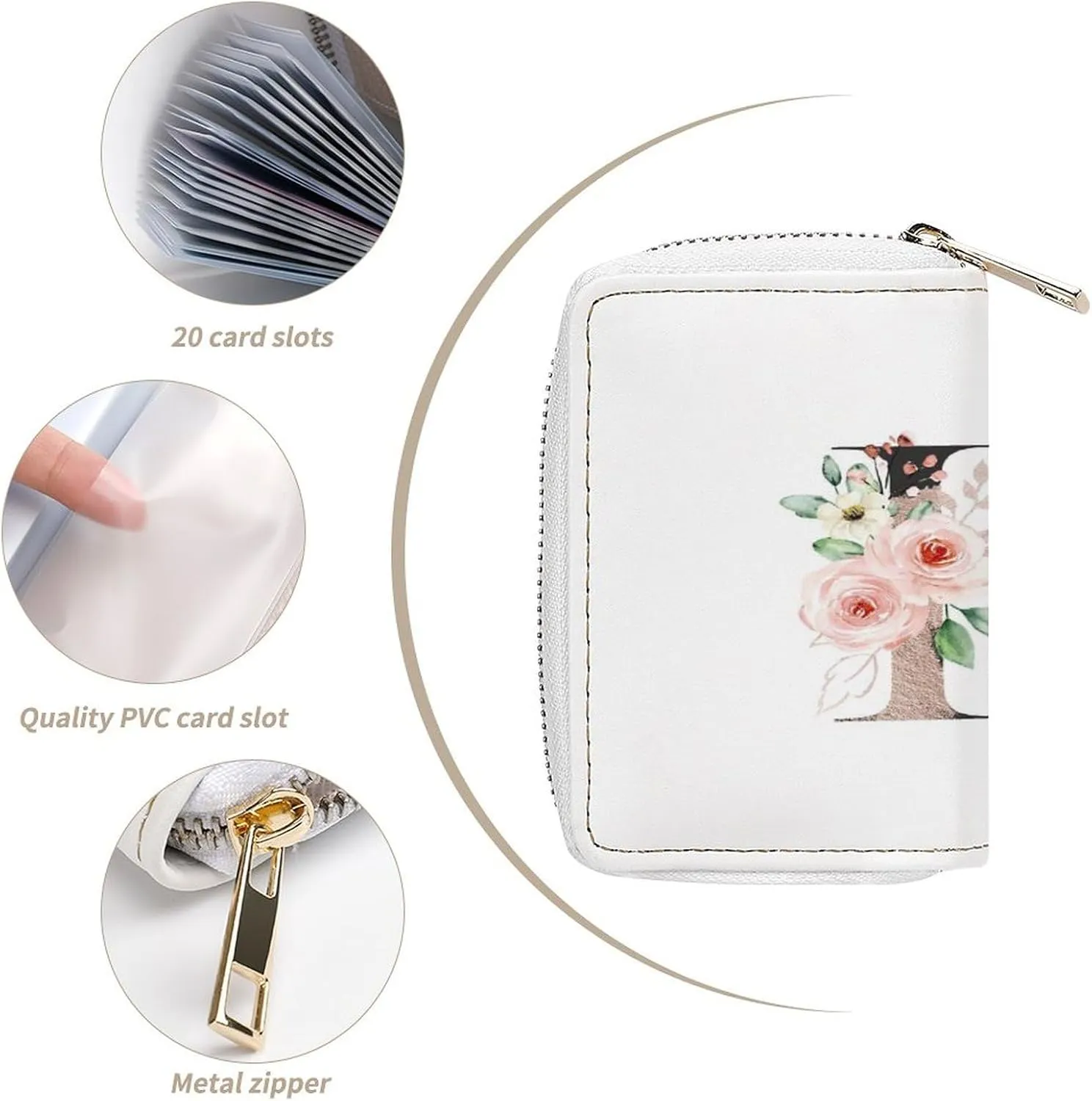 Women Leather wallet, Zipper Clutch Pouch Handbag Card Holder Coin Purse