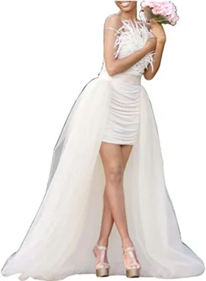 Women Long Overlay Tulle Skirt Sex Slide Princess Party Overskirt