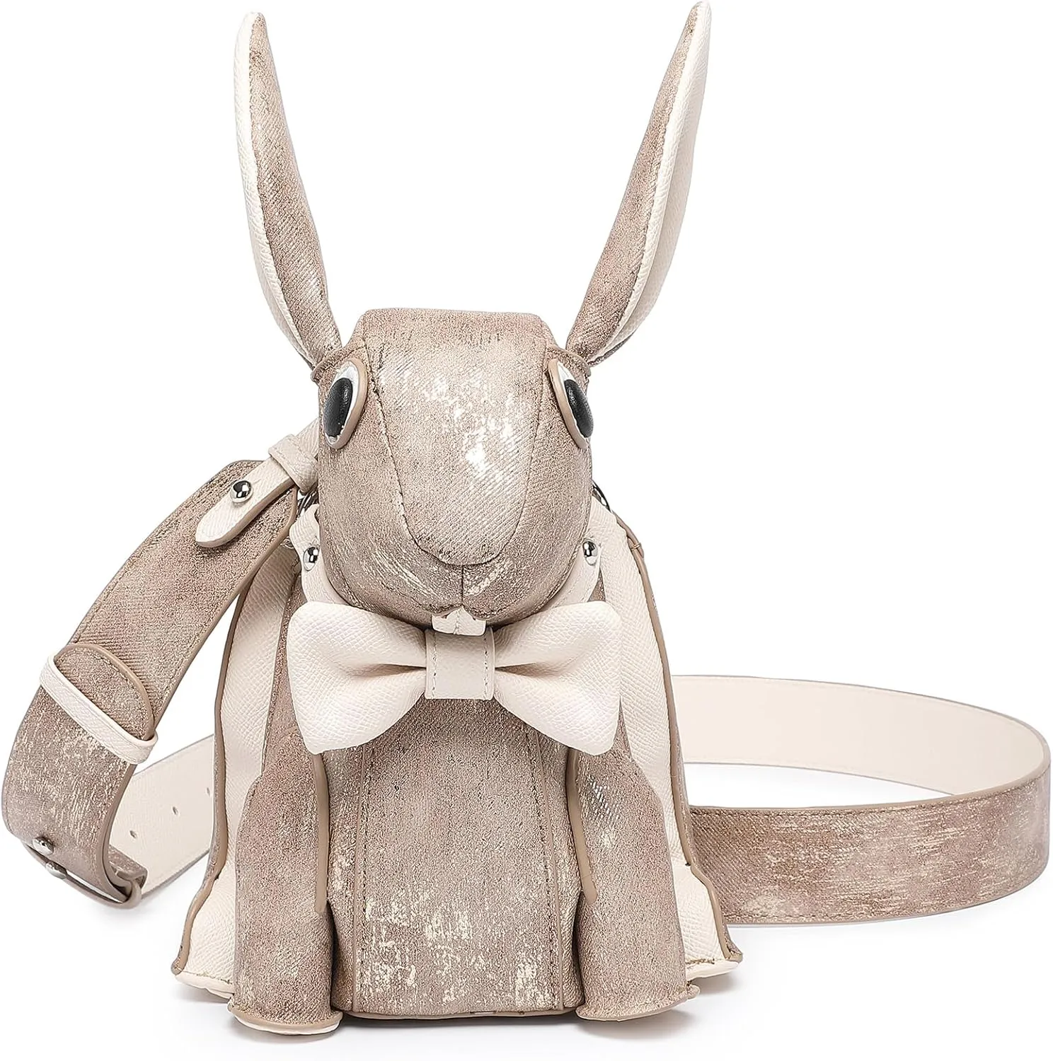 Women Luxury Fun Rabbit Shaped Crossbody Shoulder Bag PU Leather Unique Novelty Cute Rabbit Purse