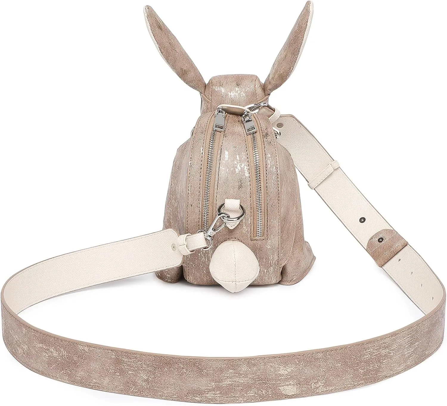 Women Luxury Fun Rabbit Shaped Crossbody Shoulder Bag PU Leather Unique Novelty Cute Rabbit Purse