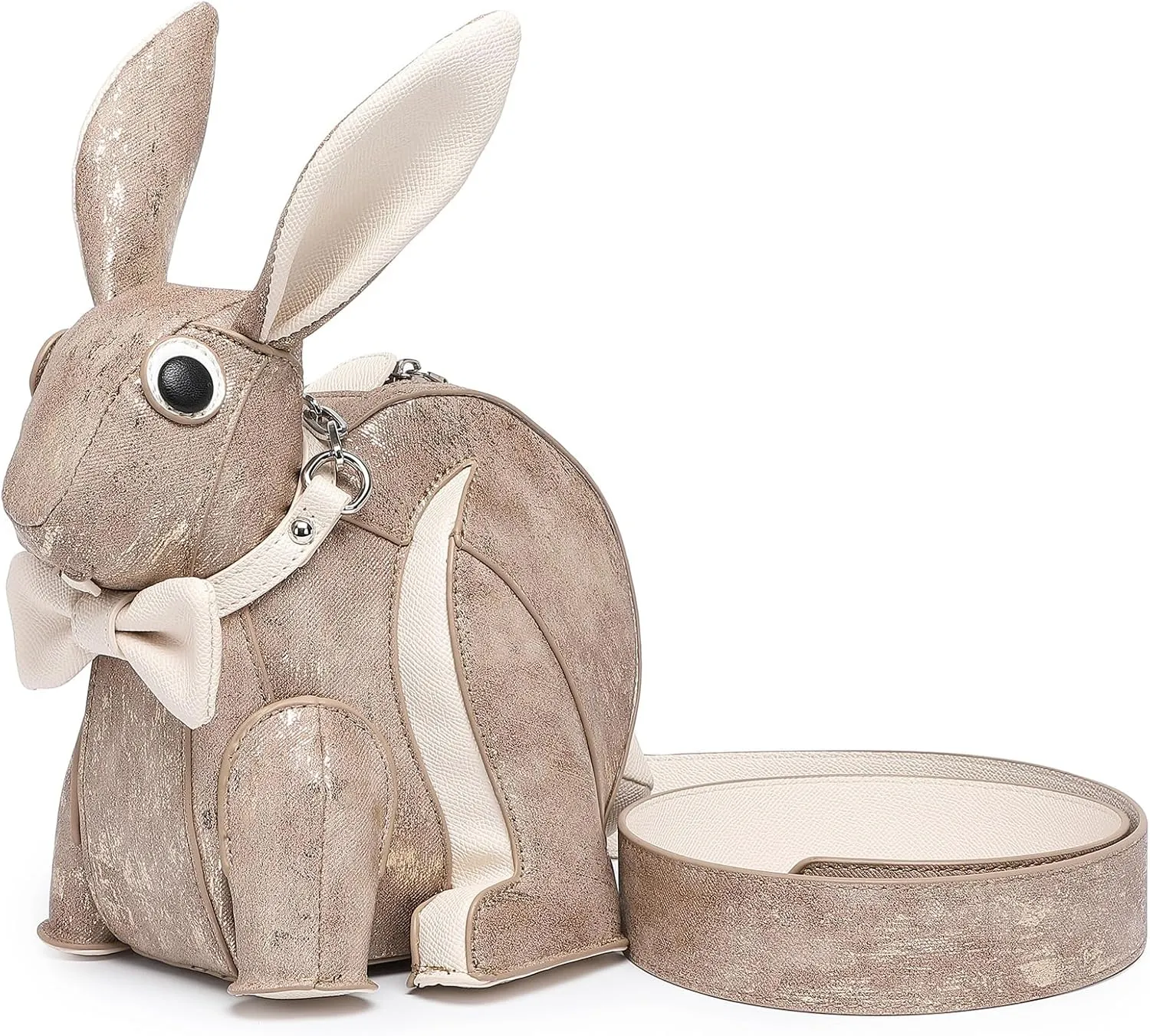Women Luxury Fun Rabbit Shaped Crossbody Shoulder Bag PU Leather Unique Novelty Cute Rabbit Purse