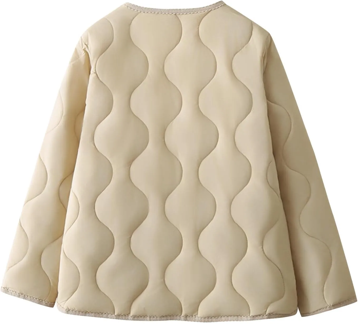 Women Quilted Jacket Long Sleeve Lightweight Winter Coats Button Fashion Baggy Puffer Jacket with Pockets
