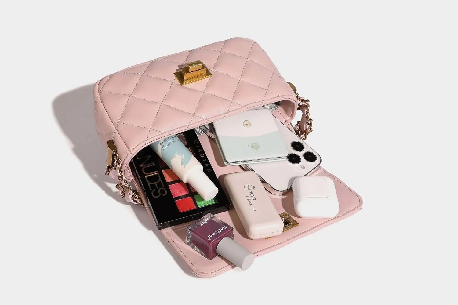 Women Quilted Shoulder Bag, Designer Flap Purse, Soft Faux Leather Handbag, Crossbody Cell Phone Bag