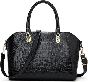 Women Shiny Patent Leather Handbags and Purses Crocodile Pattern Shoulder Bag Fashion Satchel Top Handle Tote Wallet