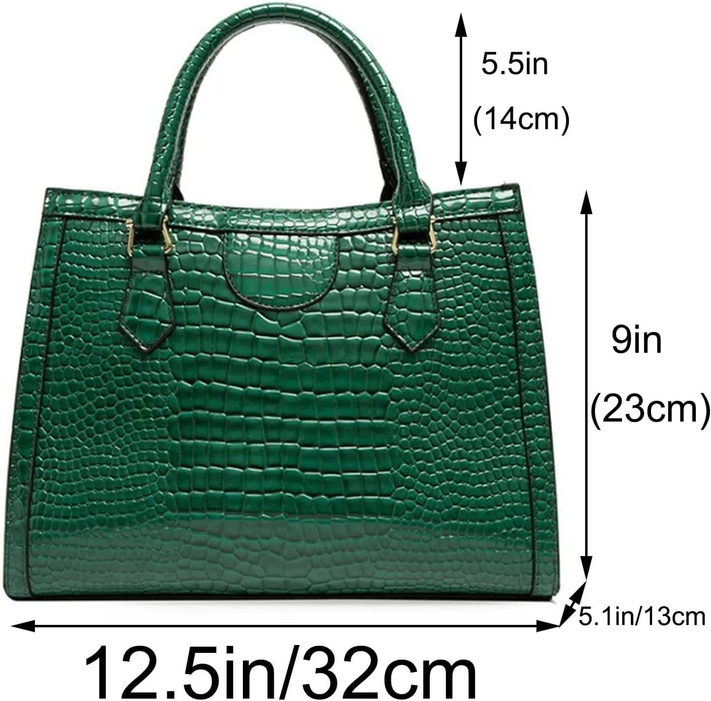 Women Tote Handbag Crocodile Pattern Shoulder Bag Faux Leather Retro Satchel Purse