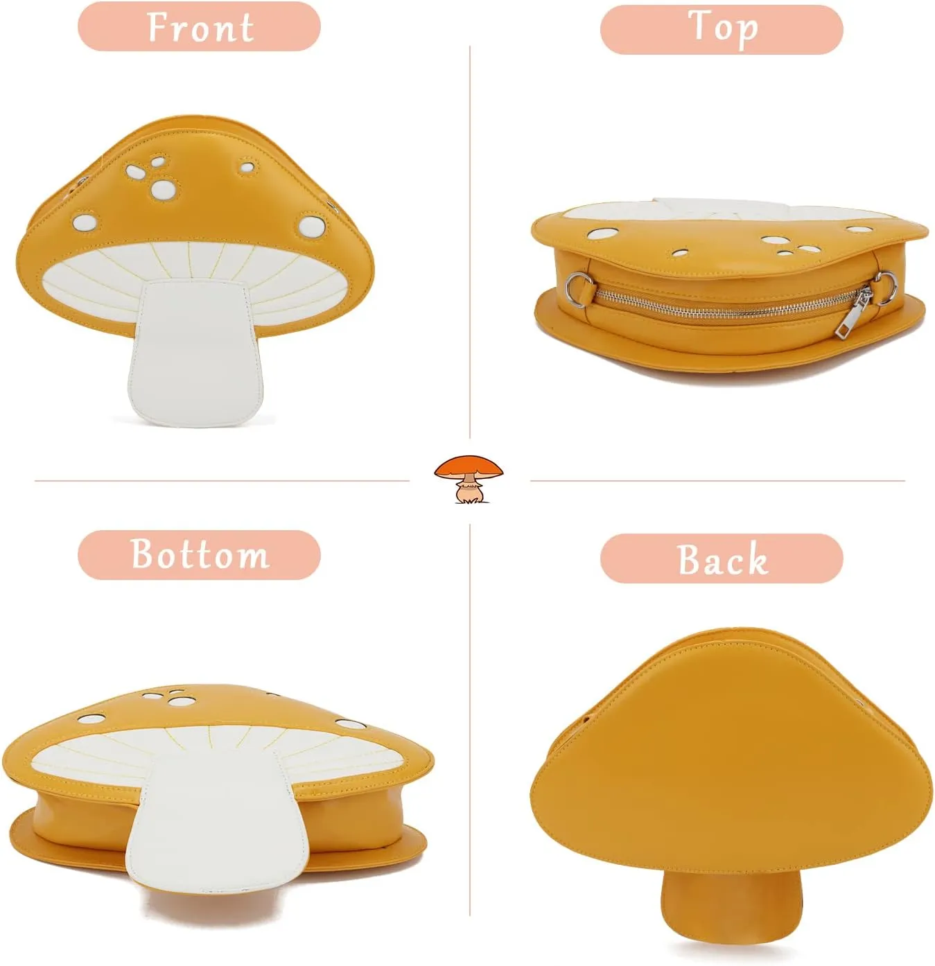 Women Unique Cute Mushroom Shaped Crossbody Purse Bags Small Lovely Shoulder Bags