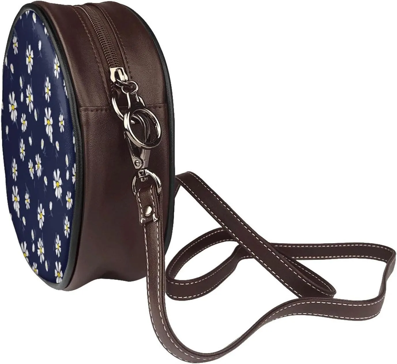 Women Vintage Style Faux Leather Crossbody Shoulder Bag, Ladies Purse Satchel Bag Circle Crossbody Bags for Women
