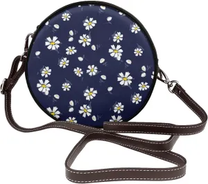 Women Vintage Style Faux Leather Crossbody Shoulder Bag, Ladies Purse Satchel Bag Circle Crossbody Bags for Women