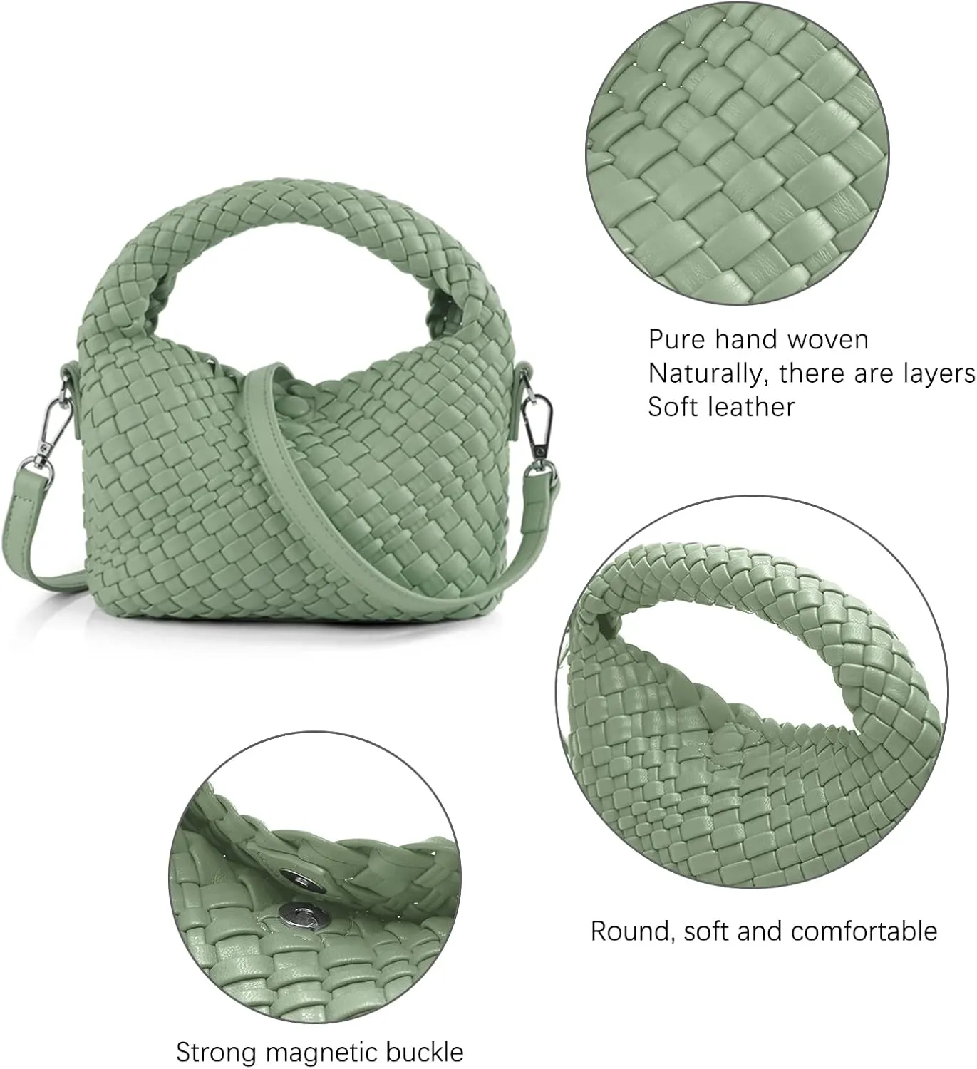 Women Woven Tote Small Crossbody Bag, Weave Quilted Purse Square Shoulder Bag Woven Handbag with Detachable Strap