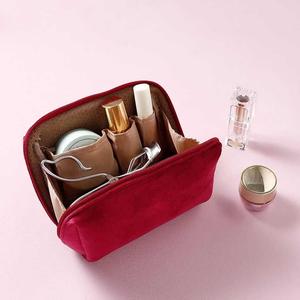 Women Zipper Velvet Make Up Bag Travel Large Cosmetic Bag for Makeup Solid Color Female Pouch Necessaries