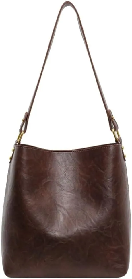Women's Bucket Shoulder Tote Bags Fashion Large Top Handle Satchel Handbags PU Leather Crossbody Purses 2pcs