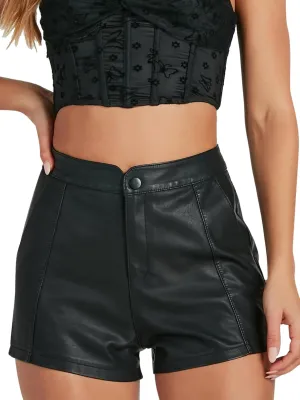 Womens Casual Faux Leather Shorts