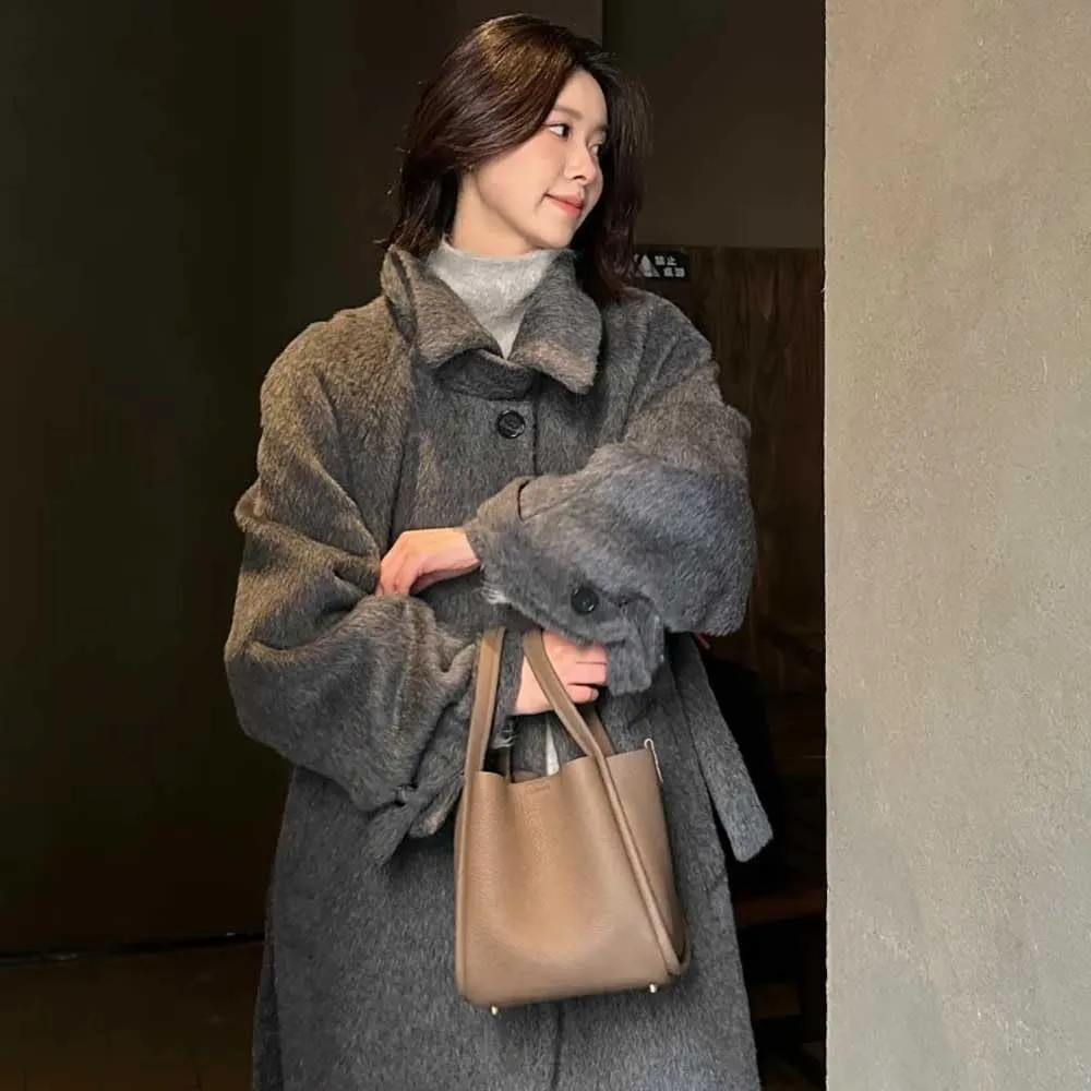 Women's Classic Design Luxury Leather Bag Soft Handbag Fashion Multi functional Bucket Bag Elegant Handbag