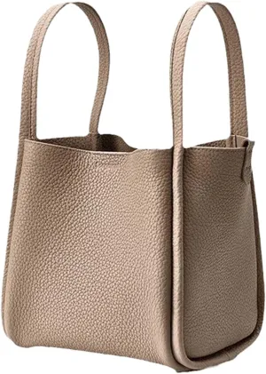 Women's Classic Design Luxury Leather Bag Soft Handbag Fashion Multi functional Bucket Bag Elegant Handbag