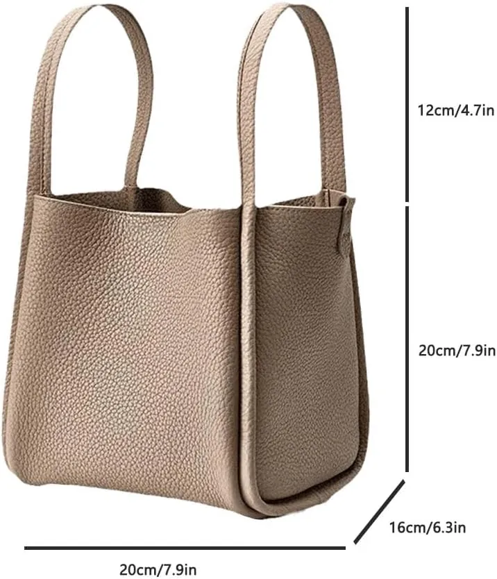 Women's Classic Design Luxury Leather Bag Soft Handbag Fashion Multi functional Bucket Bag Elegant Handbag