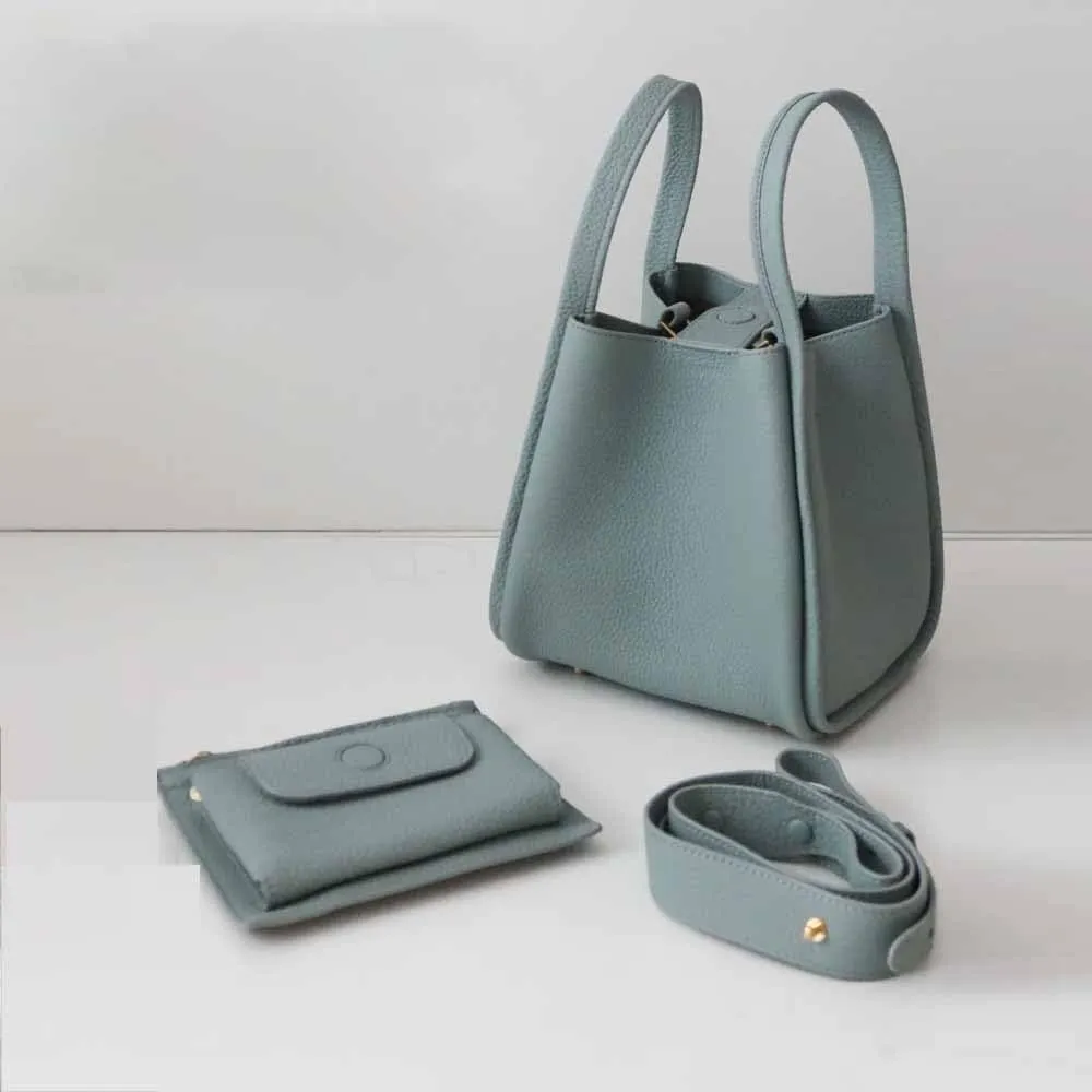 Women's Classic Design Luxury Leather Bag Soft Handbag Fashion Multi functional Bucket Bag Elegant Handbag