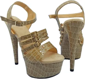 Women's Crocodile Pattern Pumps Ladies High Heel 6IN Stiletto Sandals Sexy Stripper Club Pole Dance Shoes Wedding Anniversary Party Gift Size 34-44