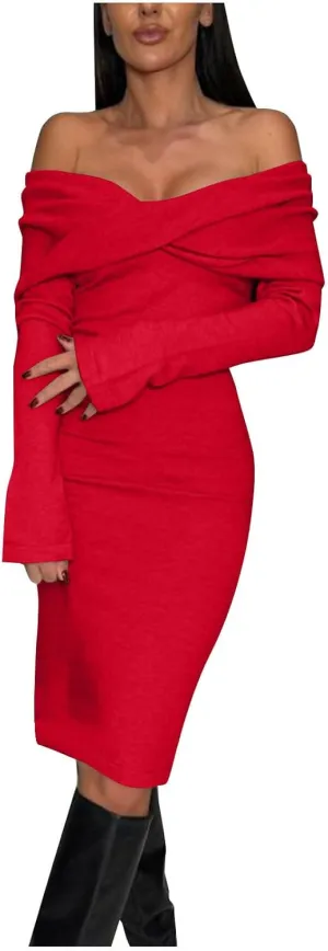 Women's Elegant Bodycon Long Dresses Spring V Neck Long Sleeves Club Night Party Midi Dress 2025 Fashion Clothes