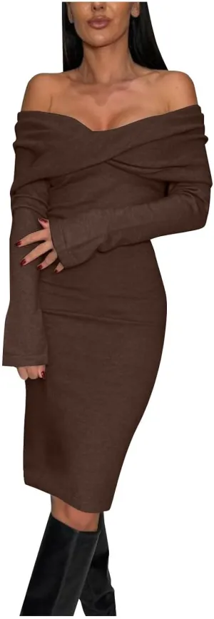 Women's Elegant Bodycon Long Dresses Spring V Neck Long Sleeves Club Night Party Midi Dress 2025 Fashion Clothes