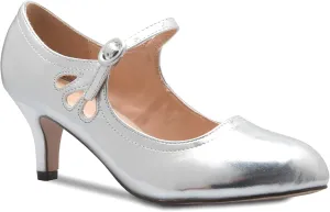 Women's Kitten Low Heels Round Toe Mary Jane Pumps - Adorable Vintage Retro Shoes- Unique Side Cut Out Design