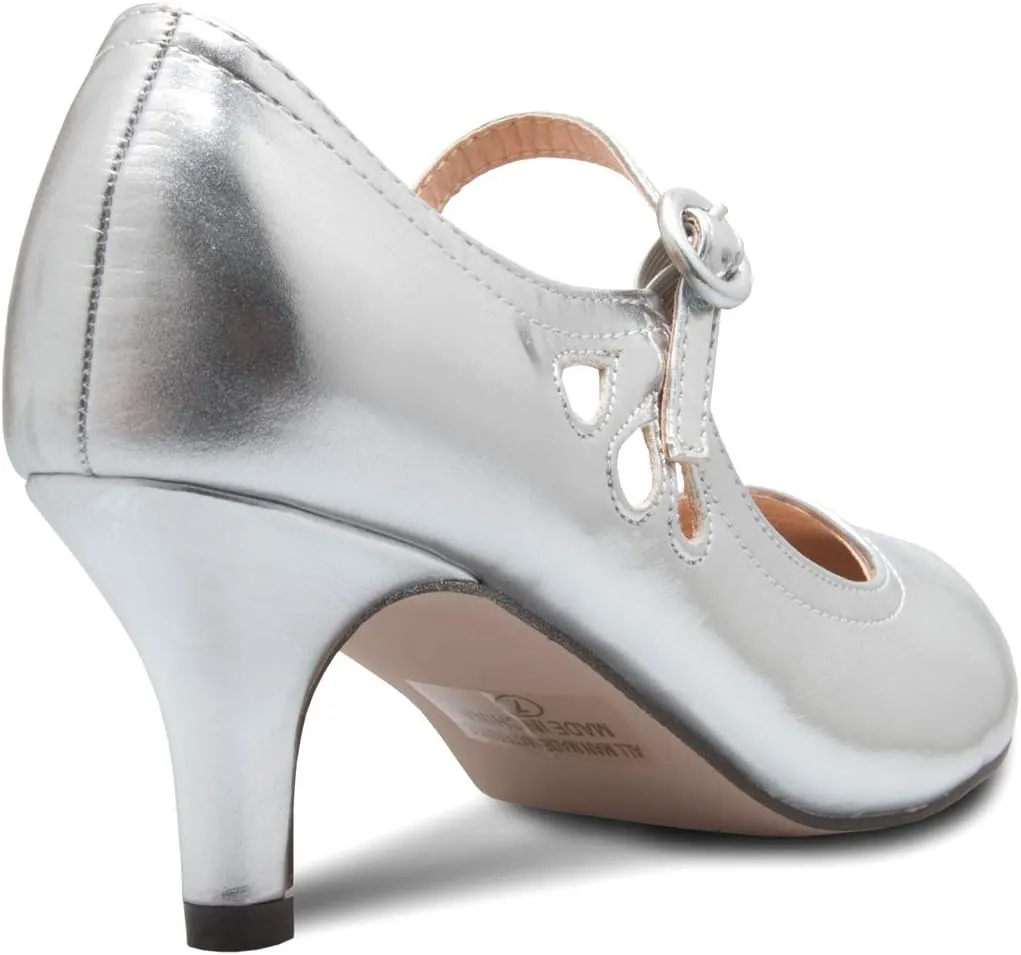 Women's Kitten Low Heels Round Toe Mary Jane Pumps - Adorable Vintage Retro Shoes- Unique Side Cut Out Design
