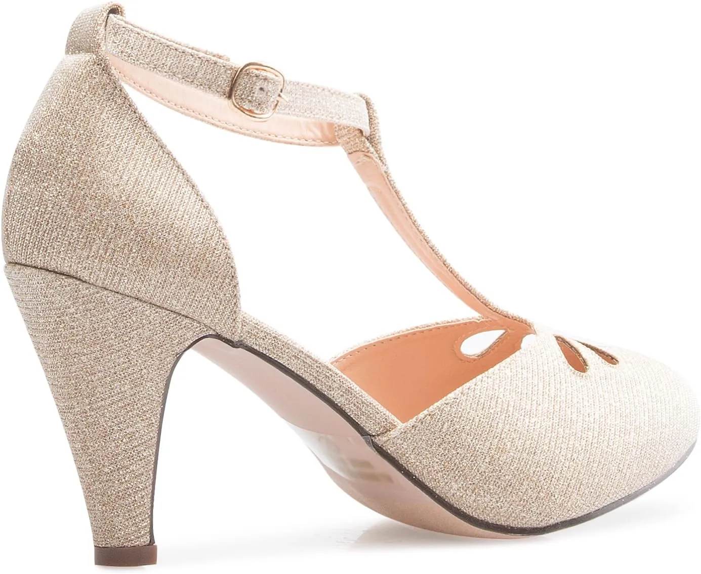 Women's Low Heels Mary Jane Pumps - Adorable Vintage Shoes- Unique Round Toe Design with an Adjustable T Strap