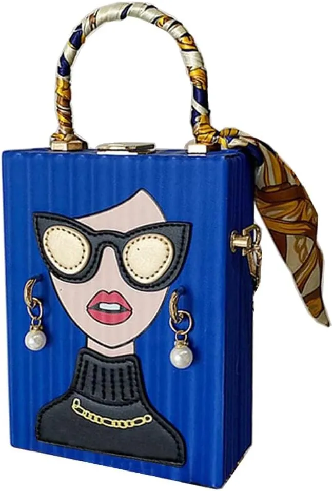 Women's Novelty Unique 3D Lady Face Leather with Crocodile Pattern Tote Handbags Funky Purse Hobo Crossbody Shoulder bags