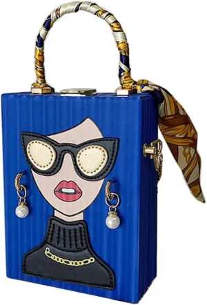 Women's Novelty Unique 3D Lady Face Leather with Crocodile Pattern Tote Handbags Funky Purse Hobo Crossbody Shoulder bags