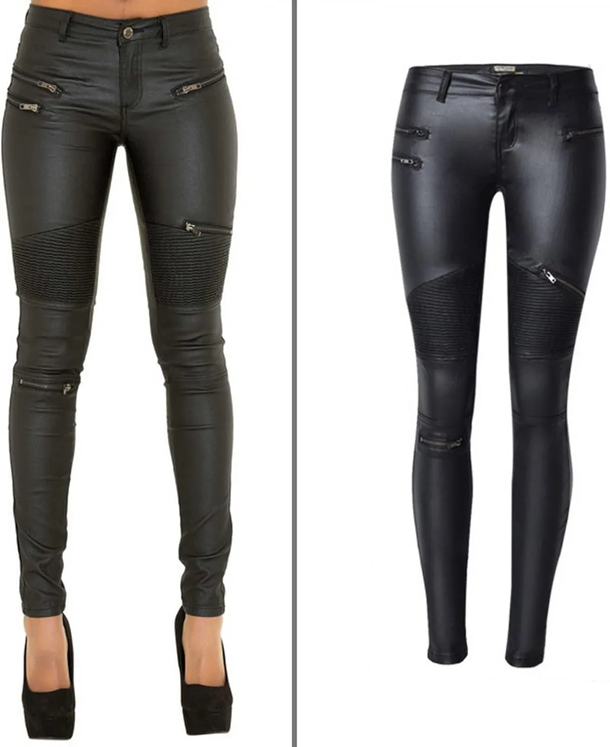 Women's Pu Slim Pants Faux Leather Stretch Skinny Jeans Pencil Pants Biker Pants
