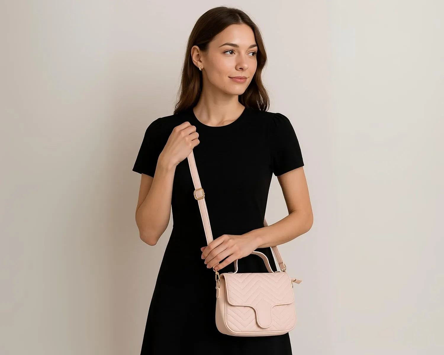 Women’s Quilted Faux Leather Satchel Bag – Top Handle & Crossbody Strap – Heart Detail Purse – Kiki